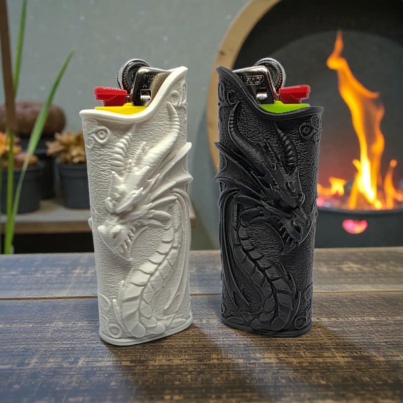3D Printing Dragon - Gotische Geprägte Drachen-Feuerzeughülle 3D-Gedruckte Relief-Drachen-Feuerzeughülle Feuerzeug-Ornament