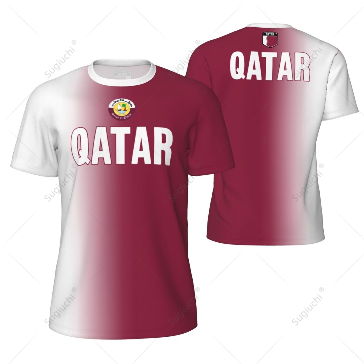 3D Printing Qatar - Sport-Mesh-T-Shirt mit Katar-Flagge für Laufen, Radfahren,