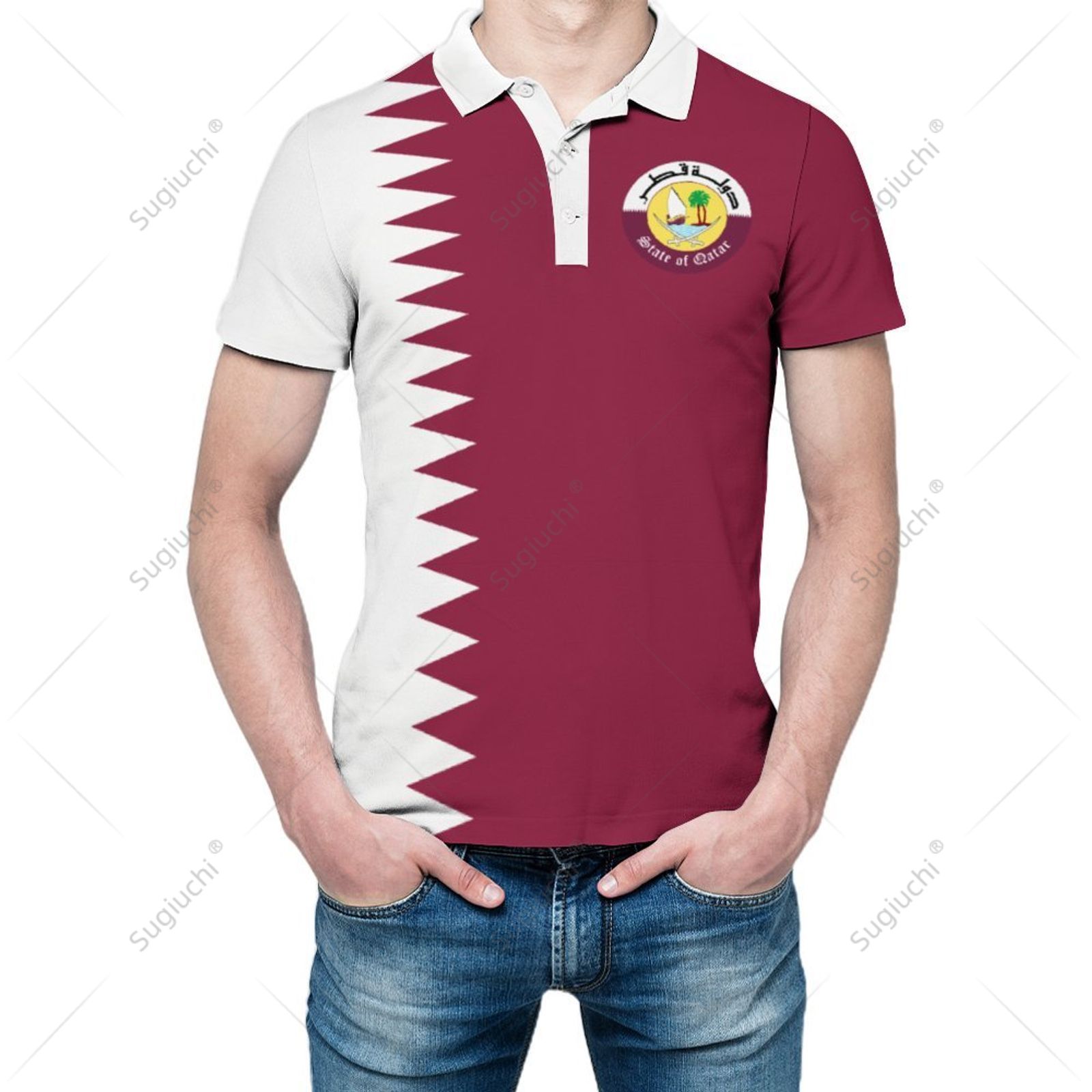 Unisex Poloshirt Katar-Flagge  – 3D Printing Qatar Bewertung und Preis